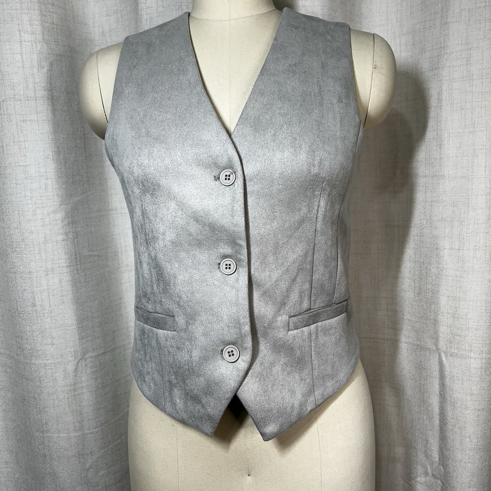 NEW! Steve Madden Faux Suede Vest Women's Medium Grey DN41856G Suit Preppy Work
